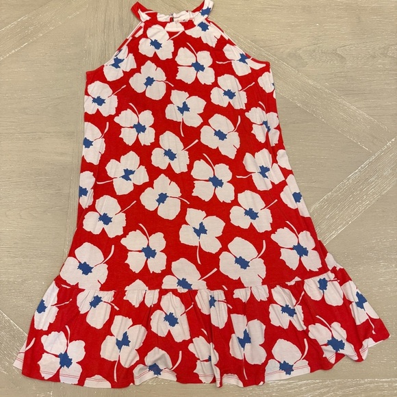 LOFT Red Blue and White Floral Mini Sun Dress - Picture 1 of 9